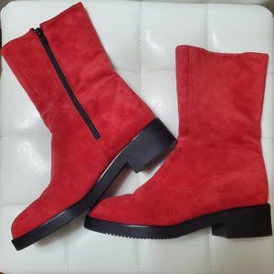 Hush Puppies Suede Waterproof Red Boots Size 6.5